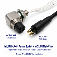 HYSF SUBSEA Micro Connecteur Subaquatique Étanche à Angle Droit 4 Broches 10A 550V, Ensemble MCBHRA4F Prise Femelle MCIL4M Mâle FPC/PCB