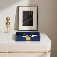 Plateau décoratif en cuir PU de style nordique, organisateur de bureau, porte-clés, bol de rangement pour entrée, pour la maison et le bureau
