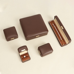 Custom <b>Match</b> <b>Boxes</b> for Jewelry Vintage High End Pu Leather Jewelry Box Microfiber Lining with Gold Metal Personalized Brand logo - Product Image 5