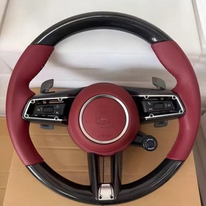 Volante Deportivo de Lujo en Fibra de Carbono y Cuero Rojo para <span class=keywords><strong>Porsche</strong></span> <span class=keywords><strong>911</strong></span> 718 <span class=keywords><strong>Carrera</strong></span> GT Macan Cayenne, Modificación Interior - Product Image 4
