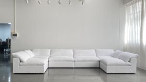 أريكة عصرية لغرفة المعيشة بتصميم من القماش ، أريكة وحدات حديثة بيضاء اللون ، أريكة على شكل حرف u ، أثاث غرفة المعيشة ، أريكة سحابة RH - Product Image 2