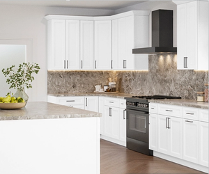 Ensemble d'armoires de cuisine modulaires blanches personnalisées, bois laqué moderne, MDF, contreplaqué, pour appartement, villa, centre commercial et hôpital, design 3D - Product Image 5