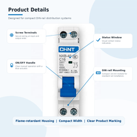 Disjoncteur miniature Chint NXB-40 1P+N 6A 10A 16A 20A 25A 32A 40A Courbe C D MCB