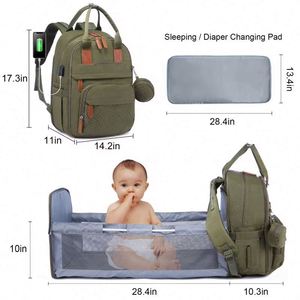 Muestra gratuita de mochila multifuncional para viajes al aire libre, bolsa de pañales para bebé, mochila grande para mamá con cuna plegable para bebé - Product Image 2