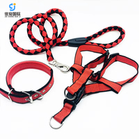 Personnalisable Trois Ensembles Colliers Pour Animaux De Compagnie Laisses Harnais Chien Marche Chaîne Poitrine Harnais et Corde avec Confortable Pet Lec