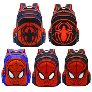 AL ยอดนิยมกระเป๋านักเรียน Spider-Man 3D การ์ตูนฮีโร่เด็กโรงเรียนกระเป๋ากันน้ํา 3D สเตอริโอกระเป๋าเป้สะพายหลัง Spider-Man