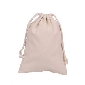 Sac à cordon personnalisé en toile de coton, petit sac cadeau en filet avec cordon, emballage personnalisé avec logo en coton - Product Image 5