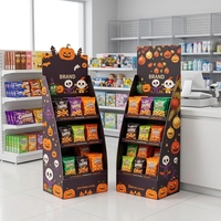 Présentoir de sol en carton recyclable, support de vente au détail robuste en carton ondulé pour la merchandising de papeterie, de jouets et d'autocollants pour enfants