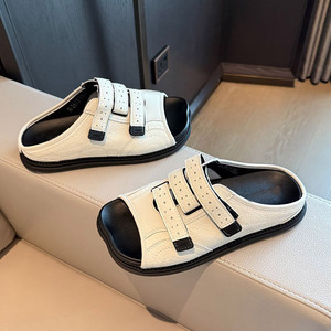 Sandales à double <span class=keywords><strong>velcro</strong></span> style Boken avec semelle épaisse rétro embossée pour un usage décontracté, chaussures pour enfants, pantoufles pour femmes - Product Image 4