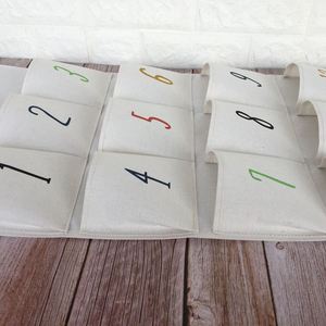 12 Pockets Cotton Linen Digital Hanging Storage Bag Behind <b>Doors</b> Wall Pocket Organizer With <b>Numbers</b> Hanging Storage Bag - Product Image 5