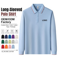 Kaos Polo Pria Berkualitas Tinggi dengan Logo Bordir Custom, Kaos Polo Golf Sublimasi, Kaos Polo Kasual Ukuran Besar Lengan Panjang