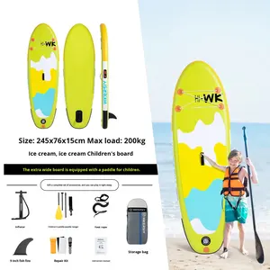 <span class=keywords><strong>Tabla</strong></span> de <span class=keywords><strong>Paddle</strong></span> Inflable para Niños de 2.4m, Diseño Ancho Anti-Vuelco, Equipo de Deportes Acuáticos Seguro, Estable y Portátil con Bomba - Product Image 2