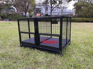 Chenil pour chien en fer pliable d'intérieur Cage pour animaux de compagnie simple à installer avec <span class=keywords><strong>double</strong></span> porte en métal - Product Image 2