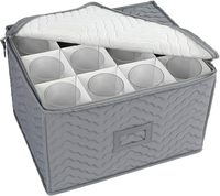 Boîte de rangement haute pour tasse-Boîte de rangement matelassée de luxe, 12 séparateurs-Verre à vin, verre à champagne, verrerie, boîte de rangement pour boissons