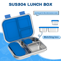 Boîte à lunch bento pour enfants, étanche, en acier inoxydable 304, sans BPA, avec 3 compartiments et couvercles