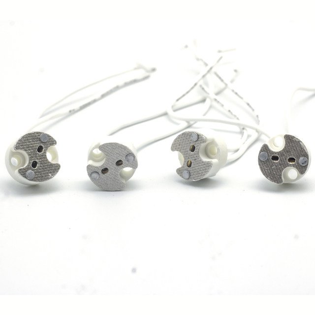 GU5.3 G4 MR11 MR16 Ceramic Light Socket with Wires and Mica Covers Screw Style 15CM Length for Light Bulbs