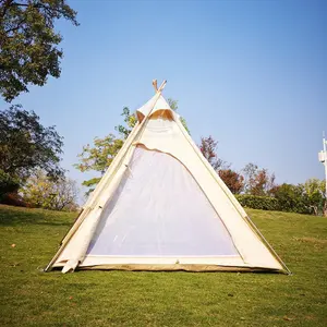 Baumwolle Leinwand Erwachsenen Tipi Jurte Glamping Zelt Tipi Zelt Hochzeit Indische Pyramide Familie Camping Outdoor Zelte