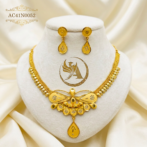 Ensemble collier et boucles d'oreilles en laiton plaqué or, design goutte d'eau, chaîne à maillons, style classique, bijoux tendance pour femmes, mariage - Product Image 1