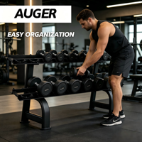 Support de rangement pour haltères AUGER Commercial à 2 niveaux pour 10 paires, en acier robuste avec protections