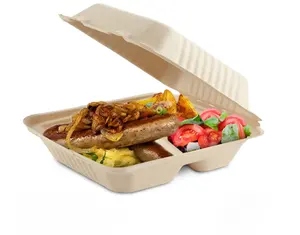 环保可堆肥可生物降解容器饭盒7英寸x 5英寸一次性外卖食品容器
