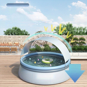 สระว่ายน้ำเป่าลมทรงกลม PVC สำหรับเด็ก ติดตั้งง่าย พกพาสะดวก ใช้ในบ้าน สีฟ้าอ่อน - Product Image 4