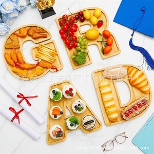 Starting Point Wooden Letter <b>Tray</b> Multifunctional Serving Platter For Home Party <b>Snacks</b> Fruit Pastry Display - Product Image 4