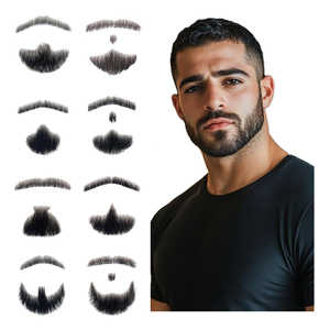 Shinein Barba e <span class=keywords><strong>Baffi</strong></span> <span class=keywords><strong>Finti</strong></span> <span class=keywords><strong>Realistici</strong></span> per Trucco, Barba a Capra, Baffo Invisibile, Interamente Fatti a Mano in Pizzo con Capelli Umani - Product Image 1
