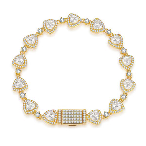 18k gold plated moissanite luxury geometric tennis <b>bracelet</b> baguette cut unisex jewelry prong setting wedding <b>bracelet</b> - Product Image 1