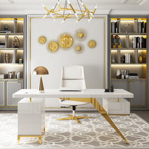Bureau de direction moderne en marbre avec tiroir, meuble de bureau, bureau à domicile - Product Image 3
