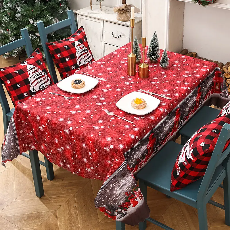 VHS Wholesale price woven waterproof custom pattern Christmas tablecloth gift party polyester table cloth