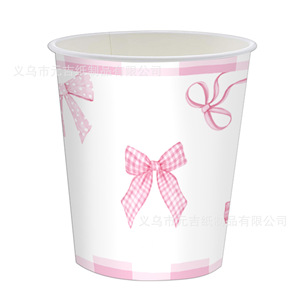 Pink Bow Themed Party Tableware Set Paper Cups Napkins <b>Disposable</b> <b>Plates</b> Party Supplies Kit - Product Image 3