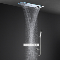 Système de douche de pluie encastré moderne avec jets d'eau multi-modes, robinets thermostatiques et douchette à main pour salle de bain