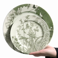 Plato de Cerámica Botánico con Estampado Floral Vintage en Varios Colores para Venta al por Menor, Marca Privada y Compradores Mayoristas