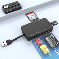 Tarjeta de memoria todo en uno 6 en 1 S/D T/F MS M2 Sim ATM IC ID Chip Lectores de tarjetas inteligentes Lectores de tarjetas USB de 6 ranuras