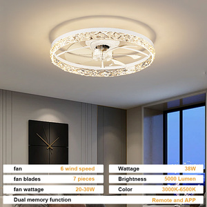 Ventilateur de plafond extérieur moderne et minimaliste de haute qualité, lumière réversible, montage encastré, intensité variable, corps en fer, chambre à coucher, hôtel, courant continu - Product Image 6