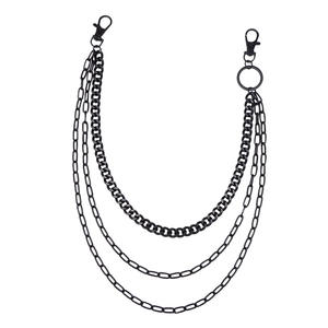 Stylish Multi Layer Black Metal Waist Chain For Denim <b>Apparel</b> Unisex Fashion <b>Accessory</b> Daily Wear Hip Hop Style Zinc Alloy - Product Image 5