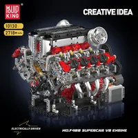 Ensemble de blocs de construction de voiture avec moteur V8 MOULD KING 10130, modèle MOC motorisé, jouet STEM pour enfants et adultes