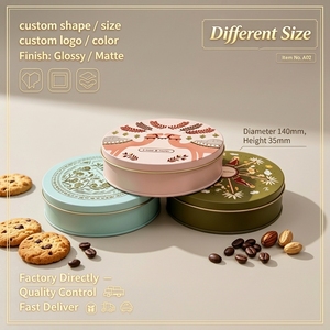 Scatola di Latta Rotonda Grande per Biscotti, Contenitore in <span class=keywords><strong>Metallo</strong></span> per Dolci di Grado Alimentare, Stampa con Finitura Lucida, Coperchio Sigillante, Barattolo per Caramelle e Cioccolato - Product Image 2