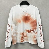 T-shirt court gaufré 100 % coton coupe carrée, T-shirts personnalisés imprimés avec strass, chemises à manches longues oversize de créateur pour hommes