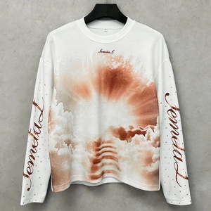 <span class=keywords><strong>T</strong></span>-<span class=keywords><strong>shirt</strong></span> court gaufré 100 % coton coupe carrée, <span class=keywords><strong>T</strong></span>-shirts personnalisés imprimés avec strass, chemises à manches longues <span class=keywords><strong>oversize</strong></span> de créateur pour hommes - Product Image 3