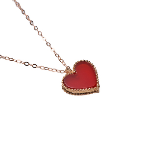 Collier cœur rouge pour femme, collier minimaliste en or 18 carats, élégant et tendance - Product Image 1