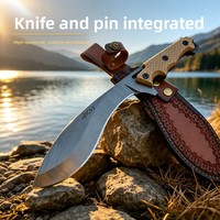 Couteau de survie d'extérieur à lame droite, manche antidérapant, étui en cuir, outil de camping, coupe précise, chasse, randonnée, EDC, vente en gros OEM