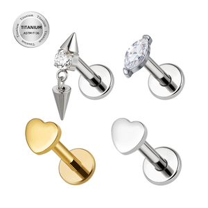 Toposh Piercings Labret en Titane, Anneaux de Lèvre, Piercings Monore, Motifs Cœur Étoile pour Cartilage d'Oreille et Tragus, Bijoux Corporels pour Filles, Cadeau Idéal - Product Image 1