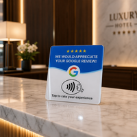 Support de table en acrylique pour carte de commentaires Google NFC, avec fonction Tap to Review et code QR NTAG213 pour comptoir de restaurant
