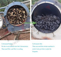 Horizontale houtskooloven met grote capaciteit, batch-type carbonisatie-apparatuur voor het carboniseren van hout, fruit, houten strips en bamboe.