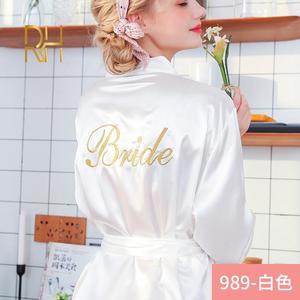 Abito Casual da donna OEM camicia da notte in <span class=keywords><strong>seta</strong></span> abito da sposa ricamato abito da damigella d'onore Cardigan da sposa - Product Image 5