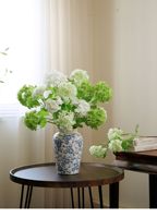 Bunga Hydrangea Real Touch, Bunga Imitasi untuk Dekorasi Rumah Ruang Tamu Modern, Rangkaian Pernikahan Putih dan Hijau