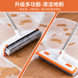 แปรงขัดพื้นห้องน้ำแบบดรอปชิปปิ้งสำหรับ Shopify แปรงทำความสะอาดห้องน้ำขนแข็งแบบหนา ที่ขัดกระเบื้องพร้อมที่ปาดน้ำ 2 in 1 ด้ามยาว - Product Image 2