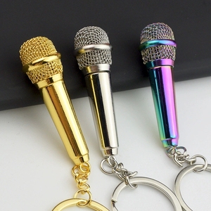 Wholesale Multicolor Alloy Microphone <b>Keyring</b> Portable <b>Mini</b> Mic Shaped Key Chain Music Themed For Souvenir Bag Accessories - Product Image 3