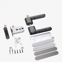 Serrure de porte de chambre moderne et éco-responsable, poignée en zinc à aspiration magnétique minimaliste pour intérieur
